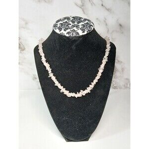 Vintage Rose Quartz Chip Rope Necklace 40"